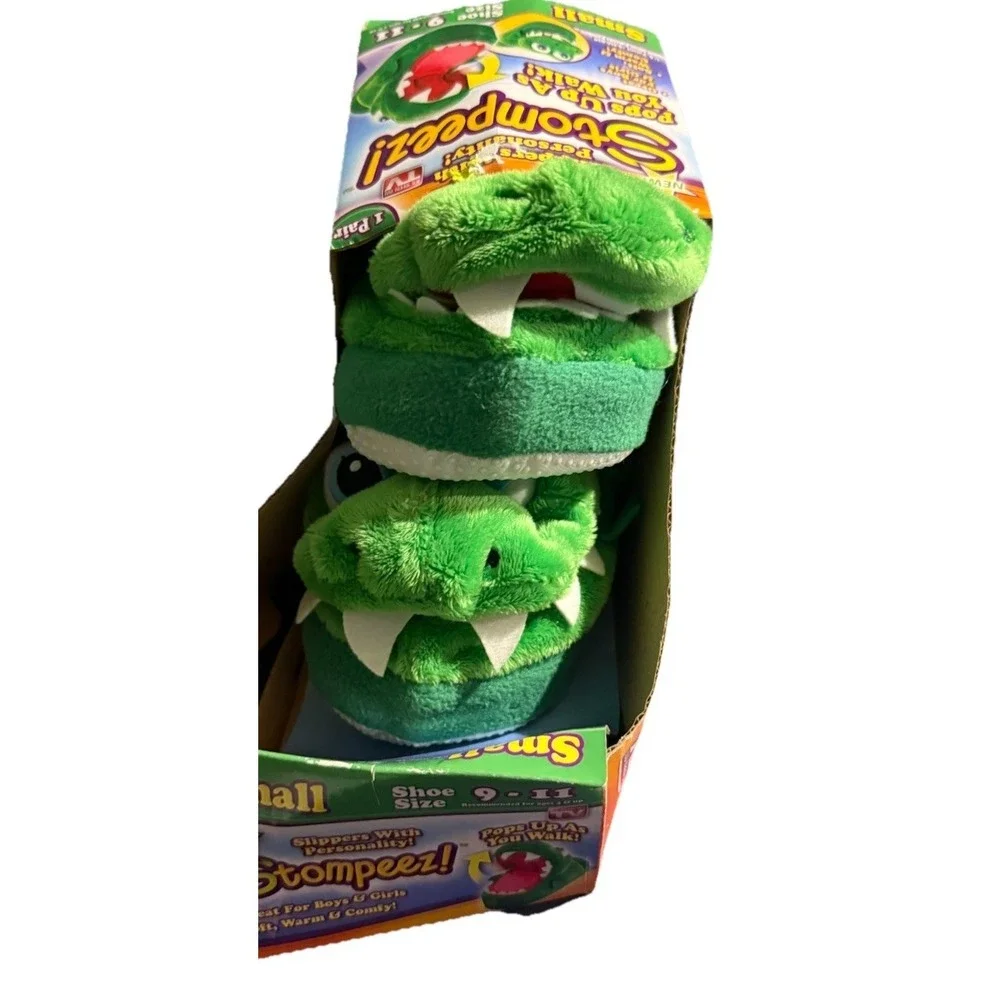 Stompeez! Dragon Small 9 - 11 As Seen on TV Boys Girls Slippers Green New